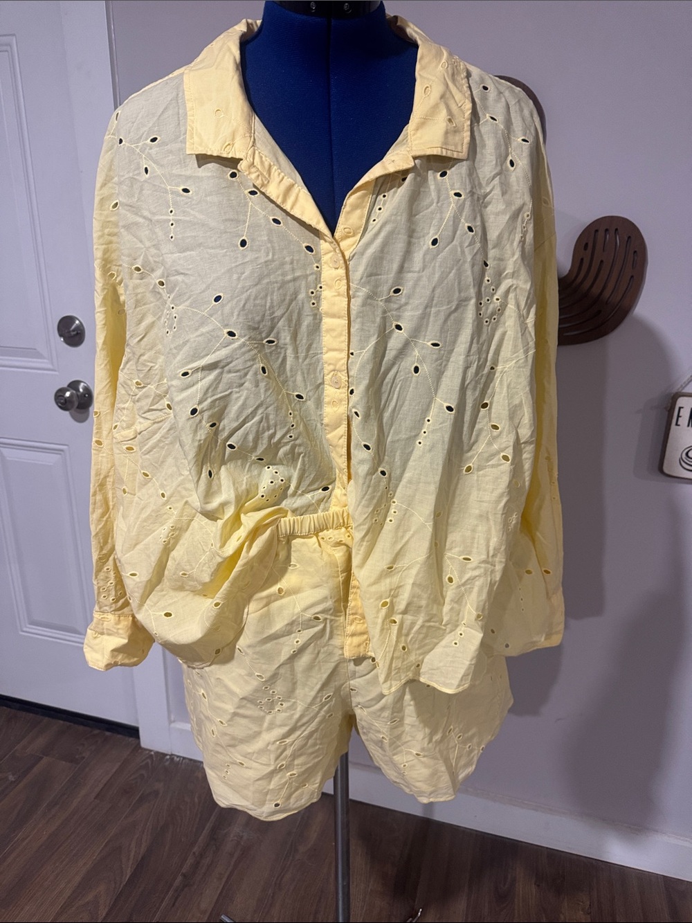 a new day Yellow Eyelet Two-Piece Set